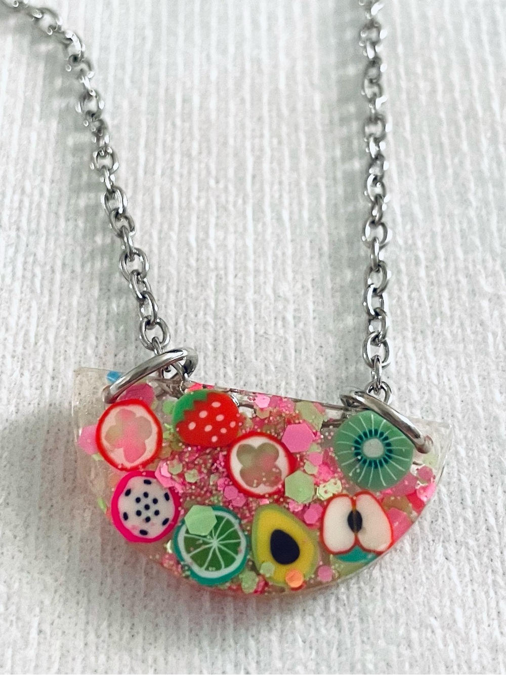 Fruits & avocado chain necklace
